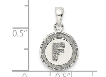 Sterling Silver Glitter Enamel Initial Letter Circle Pendant Necklace Charm Jewelry (Style QC9180F)