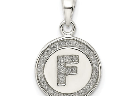 Sterling Silver Glitter Enamel Initial Letter Circle Pendant Necklace Charm Jewelry (Style QC9180F)