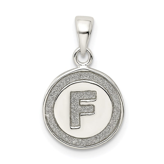 Sterling Silver Glitter Enamel Initial Letter Circle Pendant Necklace Charm Jewelry