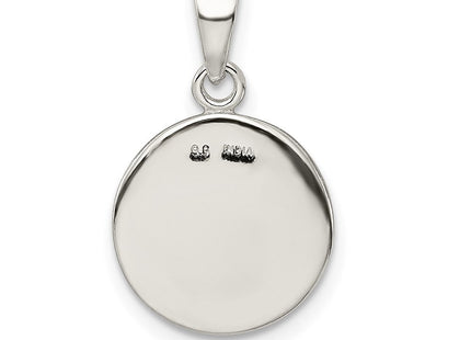 Sterling Silver Glitter Enamel Initial Letter Circle Pendant Necklace Charm Jewelry (Style QC9180G)