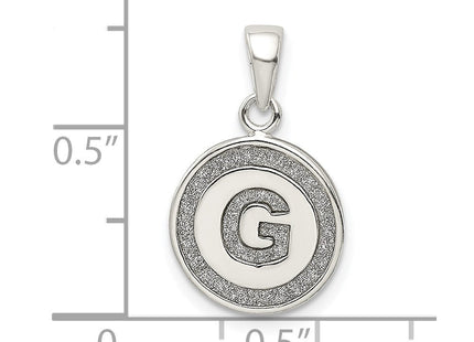 Sterling Silver Glitter Enamel Initial Letter Circle Pendant Necklace Charm Jewelry (Style QC9180G)