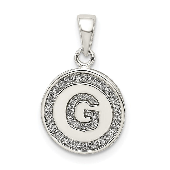 Sterling Silver Glitter Enamel Initial Letter Circle Pendant Necklace Charm Jewelry