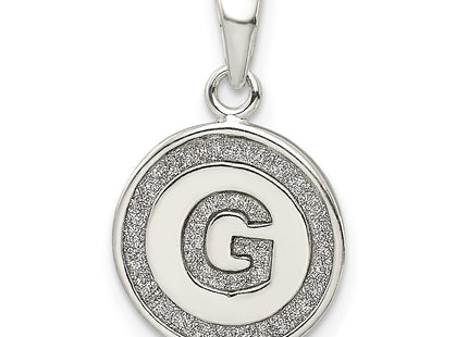Sterling Silver Glitter Enamel Letter Initial Circle Pendant