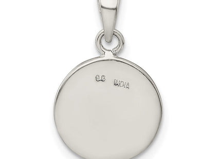 Sterling Silver Glitter Enamel Initial Letter Circle Pendant Necklace Charm Jewelry (Style QC9180H)