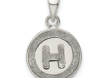 Sterling Silver Glitter Enamel Letter Initial Circle Pendant