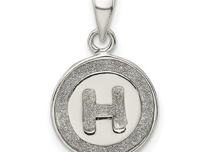 Sterling Silver Glitter Enamel Initial Letter Circle Pendant Necklace Charm Jewelry (Style QC9180H)