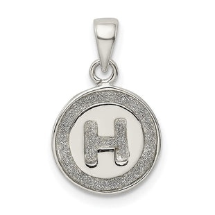 Sterling Silver Glitter Enamel Initial Letter Circle Pendant Necklace Charm Jewelry (Style QC9180H)