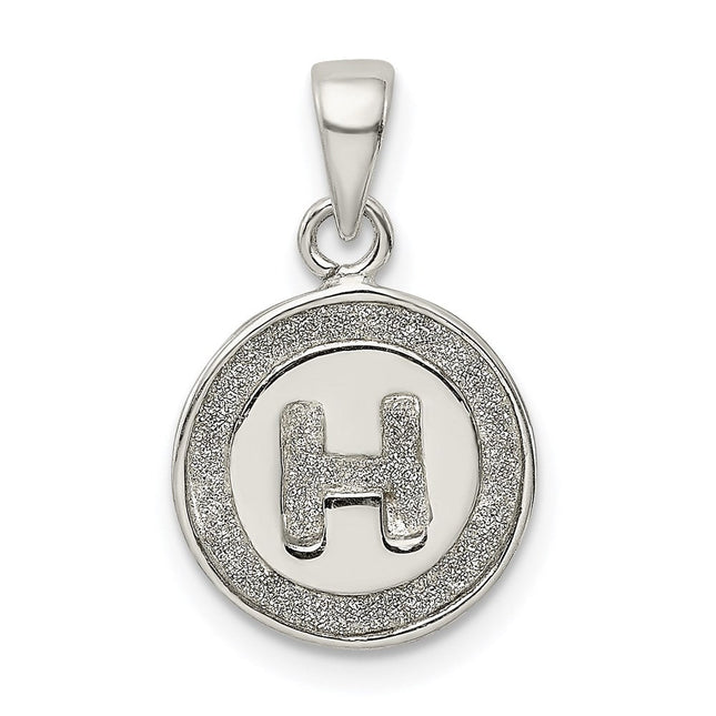 Sterling Silver Glitter Enamel Initial Letter Circle Pendant Necklace Charm Jewelry