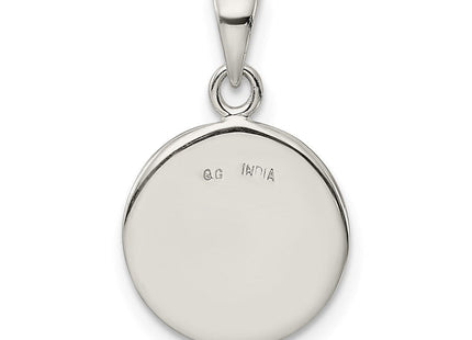 Sterling Silver Glitter Enamel Initial Letter Circle Pendant Necklace Charm Jewelry (Style QC9180I)