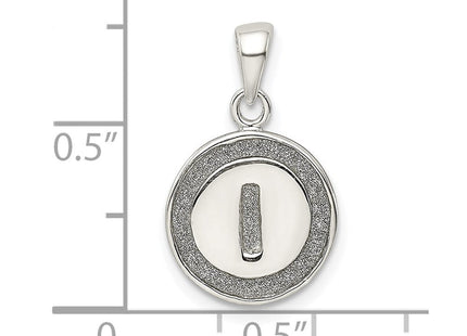 Sterling Silver Glitter Enamel Initial Letter Circle Pendant Necklace Charm Jewelry (Style QC9180I)