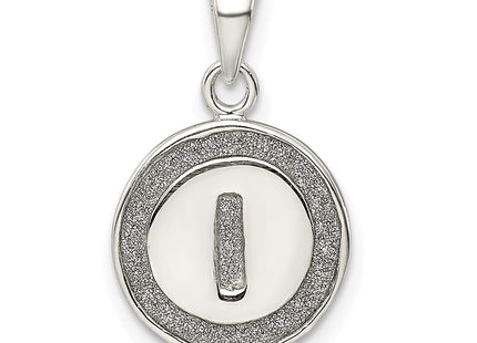 Sterling Silver Glitter Enamel Initial Letter Circle Pendant Necklace Charm Jewelry (Style QC9180I)