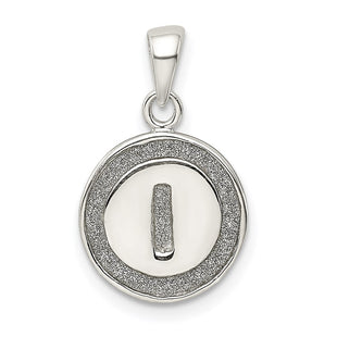 Sterling Silver Glitter Enamel Initial Letter Circle Pendant Necklace Charm Jewelry (Style QC9180I)
