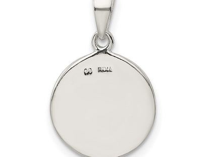 Sterling Silver Glitter Enamel Initial Letter Circle Pendant Necklace Charm Jewelry (Style QC9180J)