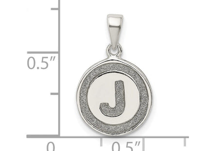 Sterling Silver Glitter Enamel Initial Letter Circle Pendant Necklace Charm Jewelry (Style QC9180J)