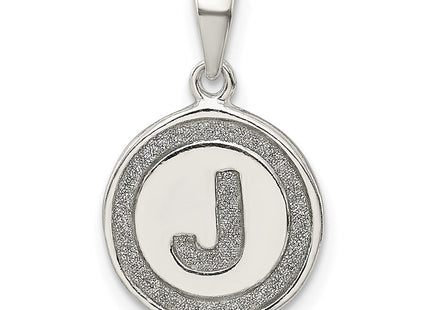 Sterling Silver Glitter Enamel Initial Letter Circle Pendant Necklace Charm Jewelry (Style QC9180J)