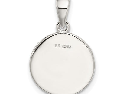 Sterling Silver Glitter Enamel Initial Letter Circle Pendant Necklace Charm Jewelry (Style QC9180K)