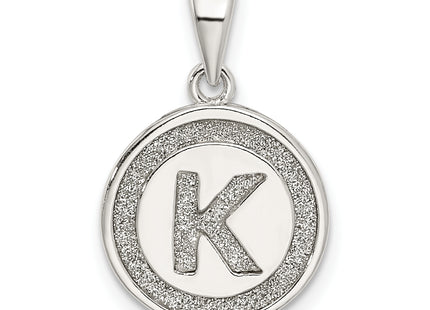 Sterling Silver Glitter Enamel Letter Initial Circle Pendant