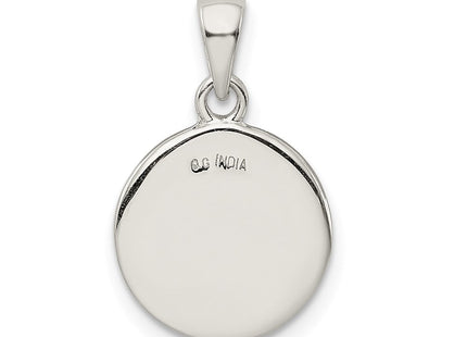 Sterling Silver Glitter Enamel Initial Letter Circle Pendant Necklace Charm Jewelry (Style QC9180L)