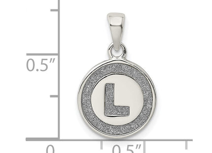 Sterling Silver Glitter Enamel Initial Letter Circle Pendant Necklace Charm Jewelry (Style QC9180L)