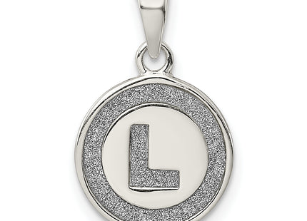 Sterling Silver Glitter Enamel Letter Initial Circle Pendant