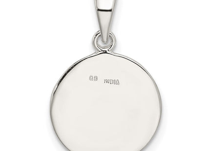 Sterling Silver Glitter Enamel Initial Letter Circle Pendant Necklace Charm Jewelry (Style QC9180M)