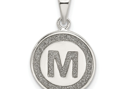 Sterling Silver Glitter Enamel Letter Initial Circle Pendant