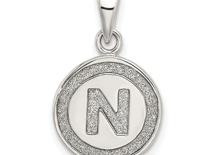 Sterling Silver Glitter Enamel Letter Initial Circle Pendant