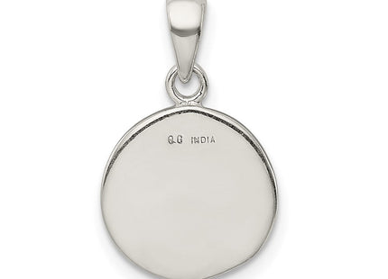 Sterling Silver Glitter Enamel Initial Letter Circle Pendant Necklace Charm Jewelry (Style QC9180P)