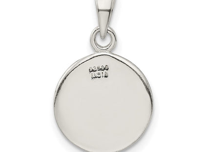 Sterling Silver Glitter Enamel Initial Letter Circle Pendant Necklace Charm Jewelry (Style QC9180R)
