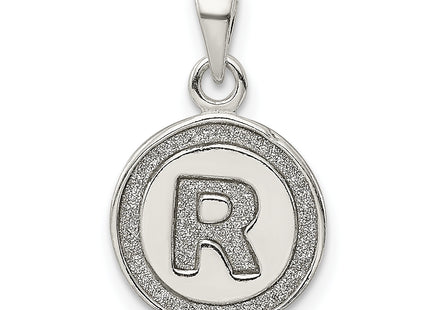 Sterling Silver Glitter Enamel Letter Initial Circle Pendant