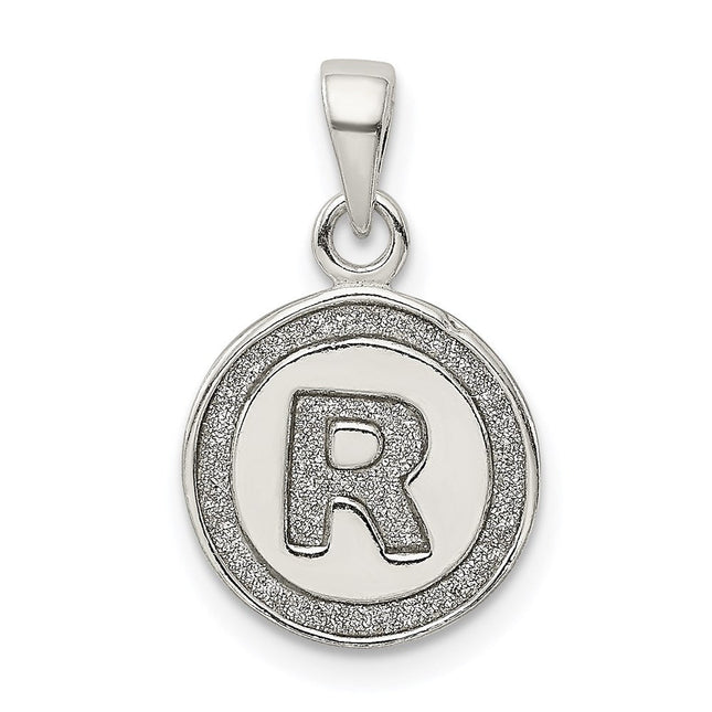 Sterling Silver Glitter Enamel Initial Letter Circle Pendant Necklace Charm Jewelry