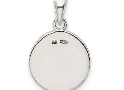 Sterling Silver Glitter Enamel Initial Letter Circle Pendant Necklace Charm Jewelry (Style QC9180S)