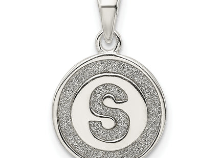 Sterling Silver Glitter Enamel Letter Initial Circle Pendant