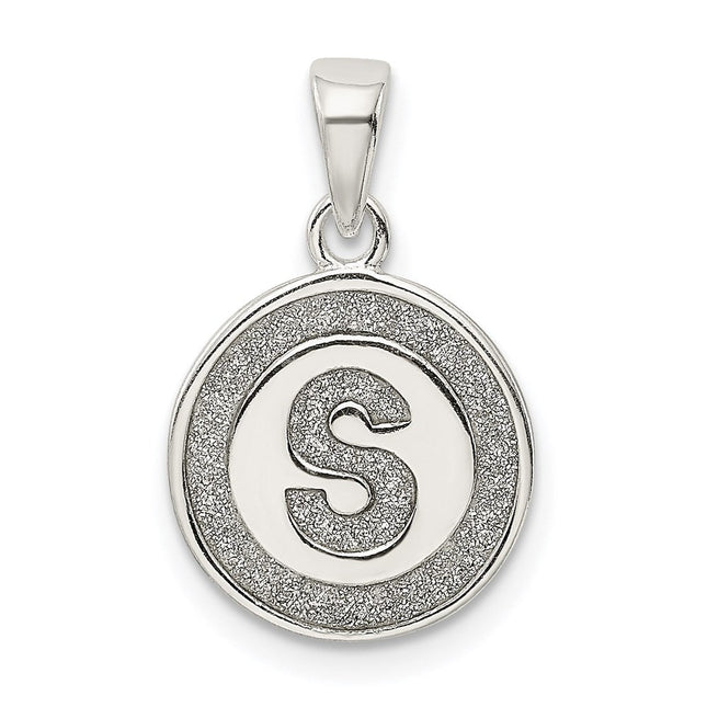 Sterling Silver Glitter Enamel Initial Letter Circle Pendant Necklace Charm Jewelry