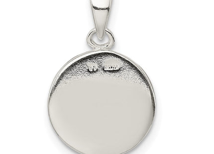 Sterling Silver Glitter Enamel Initial Letter Circle Pendant Necklace Charm Jewelry (Style QC9180T)