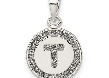 Sterling Silver Glitter Enamel Letter Initial Circle Pendant