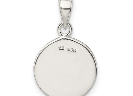 Sterling Silver Glitter Enamel Initial Letter Circle Pendant Necklace Charm Jewelry (Style QC9180V)