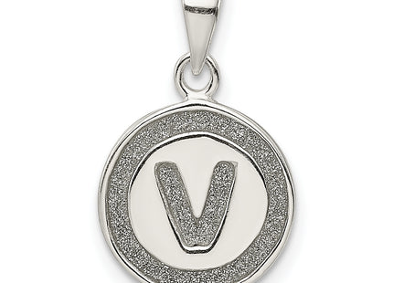 Sterling Silver Glitter Enamel Letter Initial Circle Pendant