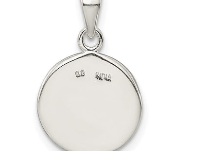 Sterling Silver Glitter Enamel Initial Letter Circle Pendant Necklace Charm Jewelry (Style QC9180W)