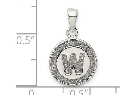 Sterling Silver Glitter Enamel Initial Letter Circle Pendant Necklace Charm Jewelry (Style QC9180W)