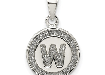 Sterling Silver Glitter Enamel Initial Letter Circle Pendant Necklace Charm Jewelry (Style QC9180W)