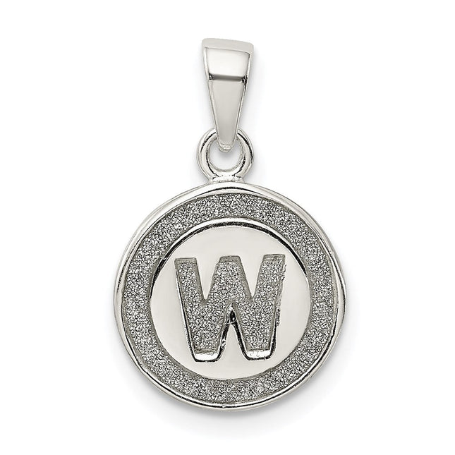 Sterling Silver Glitter Enamel Initial Letter Circle Pendant Necklace Charm Jewelry