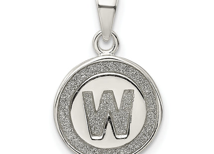 Sterling Silver Glitter Enamel Letter Initial Circle Pendant