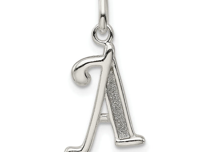 Sterling Silver Polished Glitter Enamel Letter Initial Charm