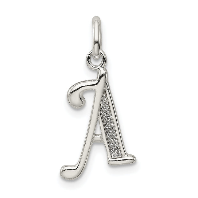 Sterling Silver Polished Glitter Enamel Letter Initial Charm