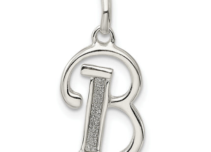 Sterling Silver Polished Glitter Enamel Letter Initial Charm