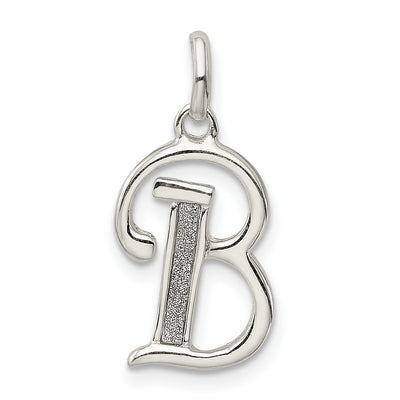 Sterling Silver Polished Glitter Enamel Letter Initial Charm
