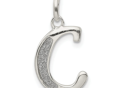 Sterling Silver Polished Glitter Enamel Letter Initial Charm