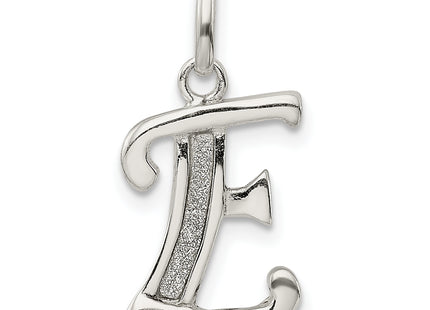 Sterling Silver Polished Glitter Enamel Letter Initial Charm