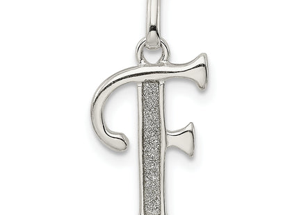 Sterling Silver Polished Glitter Enamel Letter Initial Charm